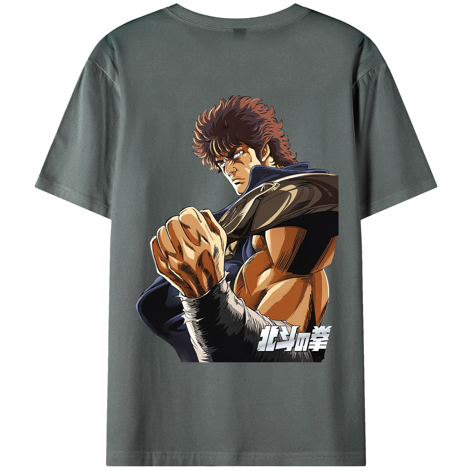 （画像用） 北斗の拳 Fist of the North Star 綿100％ メンズ半袖Tシャツ（バックプリント） 通気性
